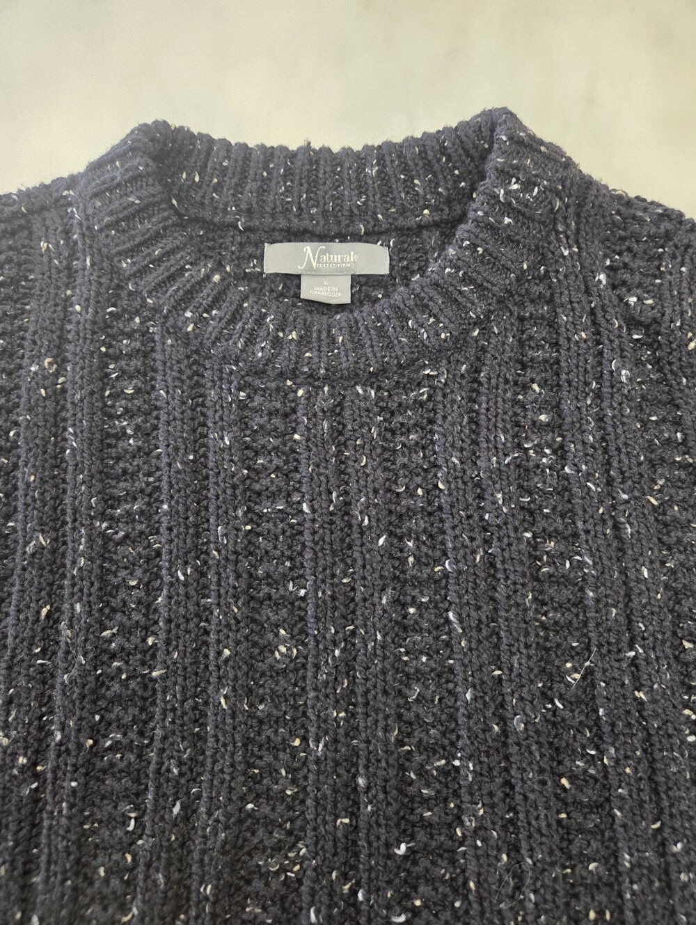 Natural Reflections Black Flecked Crewneck Winter Warm Sweater Size L